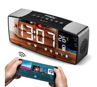 Bluetooth Reloj Despertador con Radio y Altavoz Pantalla Espejo LED AUX SD FM