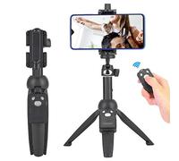 Bluetooth Selfie Stick Trípode para teléfono móvil, Trípode de Viaje Ligero 23-100 cm Ajustable 3 en 1 Trípode Mini monopie con Soporte para teléfono, Control Remoto Bluetooth