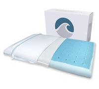Bluewave Bedding Almohada de espuma viscoelástica de gel CarbonBlue Max Cool Super Slim para personas que duermen boca abajo y boca arriba, diseño delgado y plano con enfriamiento avanzado (8.25 cm de