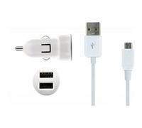 Blueway Cargador de mechero mini USB 2A con cable micro USB, Blanco