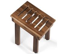 BLUEWEST Taburete de ducha para afeitarse las piernas, reposapiés de ducha de madera de acacia, taburete de baño para ducha interior, banco de ducha, taburete de ducha de esquina para espacios de