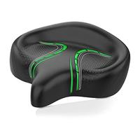 Bluewind Asiento de bicicleta de gran tamaño, diseño de respaldo novedoso, superficie de cuero duradero compatible con pelotón, ajuste universal para ejercicio o bicicleta estacionaria de carretera