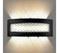 BlueXP Aplique de Pared LED 12W Negro con Superficie de Cristal Luz Cálida 3000K Lámpara de Pared Moderna para Interiores con Conector Rápido 3P 10A para Salón Dormitorio Pasillo Hotel Decoración