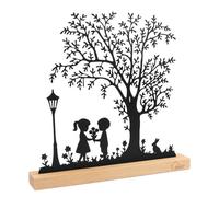 BlueXP Decoración Primaveral Figura Infantil de Metal Escena Mágica con árbol Niños y Conejo Ideal para Sala de Estar Alféizar Regalo Encantador de Madera de Haya para Momentos en Familia