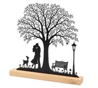 BlueXP Figura Decorativa romántica de Metal Pareja Enamorada bajo un árbol con Ciervo Banco & farola Decoración primaveral para alféizar Dormitorio & Boda Idea de Regalo para Parejas & Enamorados