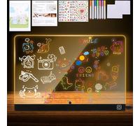 BlueXP Pizarra de Dibujo LED para Niños Tablero Luminoso LED con 7 Rotuladores de Colores Cable USB Pegatinas & Papel de Historias Regalo Creativo para Niñas & Niños a partir de 8 Años 30x20cm