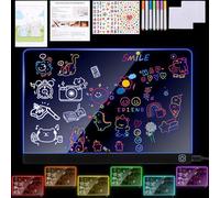 BlueXP Pizarra de Dibujo LED RGB para Niños 30x20cm Tablero Acrílico Iluminado con Cambio de Color 7 Rotuladores Neón Cable USB Pegatinas & Hojas de Historia Regalo Creativo a partir de 8 Años