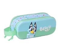 SAFTA BLUEY 3D - Portatodo Doble 3D, Estuche Infantil, Estuche Niño, Ideal para Niños en Edad Escolar, Cómodo y Versátil, Calidad y Resistencia, 21x6x8 cm