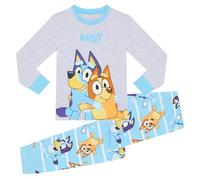 Bluey and Bingo, 100% Algodón Pijama de Manga Larga, Blue, 5-6 Años: 116cm, Azul