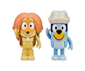 Bluey and Indy Doctors - Juego de 2 Figuras de acción articuladas de 2.5 Pulgadas, Incluye Sombrero de Enfermera, Juguete Coleccionable Oficial