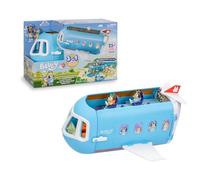 Bluey - Avión 3 en 1, Piloto y Bingo se Van de Vacaciones y el Avión Convierte en Hotel, Barco y en Playa, 10 Accesorios Incluidos, Juguete con Sonidos, +3 años, Famosa (BLY75000)