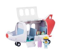 Bluey Avión de Aventuras Figura piloto, Techo Que se Abre, escaleras y alas Plegables y Asientos para la Familia; 5 Accesorios, Compartimento para el Equipaje y Hoja de Pegatinas