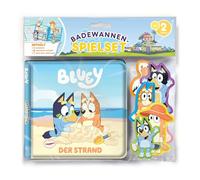 Bluey Badewannen-Spielset - Badebuch-Set Eva, 6-seitiges Badebuch, 6 gepolsterte Saugnapf-Figuren, 1 Staunetz