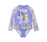 Bluey Bañador Niña, Manga Larga con Cremallera Trasera Traje De Baño Infantil Playa Piscina Bañador Natacion Niña, Morado 18-24 Meses