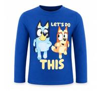 Bluey Bingo - Camiseta de manga larga para niños | Bluey - Camiseta de manga larga para niños con texto "Let's Do This", cuello redondo y manga larga