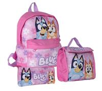 Bluey & Bingo Kids Mochila, bolsa de almuerzo y estuche para lápices, Rosa, 28cm (L) x 26cm (W) x 8cm (H), Mochilas