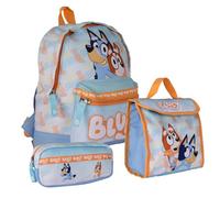 BlueY & Bingo Mochila Bolsa de almuerzo y estuche de lápices para niños, azul