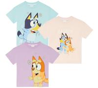 Bluey & Bingo - Paquete de Tres - Camisetas de Manga Corta para Niñas - Hombros Sobredimensionados - 100% Algodón - 18-24 Meses: 92cm