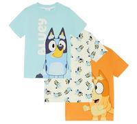 Bluey & Bingo - Paquete de Tres - Camisetas de Manga Corta para Niños - 100% Algodón