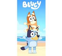 Bluey & Bingo Toalla de playa y baño 70 x 140 cm, 100% algodón, suave y absorbente, toalla de baño y natación para niños, toalla oficial Bluey, ideal para playa, baño y piscina