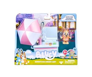 Bluey Bingo's - Juego de vehículo de Helado con Figura de acción Oficial de Bingo Coleccionable de 2.5 a 3 Pulgadas con su Carrito de Helado