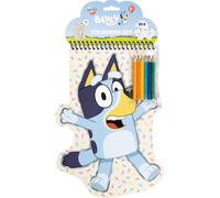 Bluey - Bloc de pintura con lápices de colores y pegatinas | 20 imágenes para colorear, 6 lápices de colores y aprox. 50 pegatinas - Kit de pintura para niños a partir de 3 años - ideal