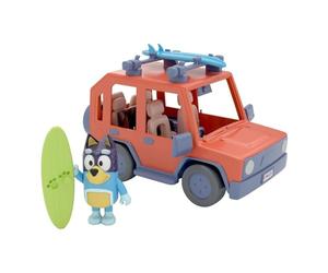 Bluey Bonbell - Bluey, vehículo Familiar de 4 Ruedas, con 1 Figura y 2 Tablas de Surf | Coche Personalizable - Adventure Time | para niños a Partir de 3 años