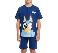 Bluey Camiseta y Pantalón Corto para Niño, Pijama Conjunto 2 Piezas para Niños, Incluye Caja de Regalo, Talla 4 Años | Azul Oscuro