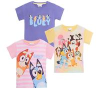 Bluey - Camisetas para niñas, pack de 3, multipack de camisetas 100% algodón con diseño de cachorro Bingo para disfrazarse, multicolor, 7-8 años