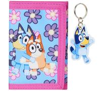 Bluey Cartera Monedero Niños Billetera Infantil Trifold con Bolsillo Cremallera para Monedas Ranura Transparente para Tarjetas (Hermanas