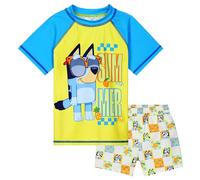 Bluey Conjunto de Baño Niño Bañador 2 Piezas con Bañador Corto y Chaleco Antisarpullidos Regalo (6-7 Years, Amarillo)