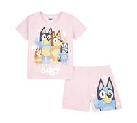 Bluey Conjunto de pijama de algodón para niñas, bingo y familia, pijamas de verano para niñas
