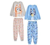 Bluey Conjunto de Pijama para niños, Paquete de 2 | Camiseta de Manga Larga con gráfico del Personaje Bingo para niños y Pantalones de Pijama de Pernera Larga en Azul y Beige