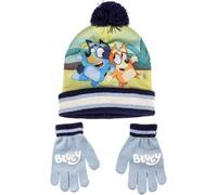 Bluey - Conjunto gorro y guantes azul y blanco