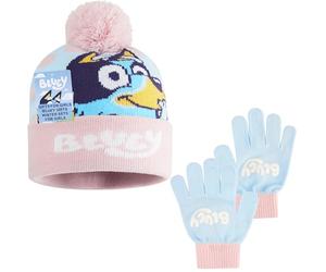 Bluey Conjunto Invierno Niña 3-6 Años, Set 2 o 3 Piezas con Gorro, Guantes y Bufanda, Accesorios Cálidos Infantiles (Rosa/Multi 2 Pcs)