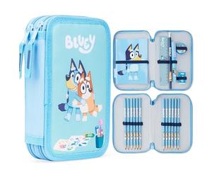 Bluey Estuche Escolar con 2 Compartimentos para Niños - Papelería Incluida