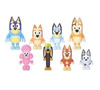 Bluey Family and Friends - paquete de 8 figuras articuladas de acción de 6,35 cm, Bluey, Bingo, Bandit (papá), Chilli (mamá), Coco, Snickers, Rusty y Muffin, juguete oficial coleccionable