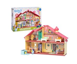 Bluey - Family House Playset, Casita de Juguete del Perrito, Cierra para Guardar Todo y asa para Jugar y Llevarla Todos Lados, Muebles y Accesorios y Una Figura articulada, Famosa (Bly04000)