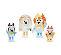 Bluey Figura de 4 figuras de boda para el día de la boda, recrean el día de la boda del tío Rad y Frisky y figuras de niña de las flores de bingo