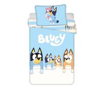 Bluey Funda Nórdica Bebé 100x135 + Funda Almohada 40x60 Bingo Bandit Chilli | Ropa de cama bebé reversible | Algodón natural suave transpirable Oeko-Tex | Licencia oficial | 0-3 | Cuna | Idea regalo
