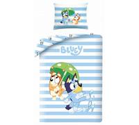 Bluey Funda Nórdica Cama 90 140x200 + Funda Almohada 70x90 100% Algodón | Ropa de cama reversible | Algodón natural transpirable | Bingo Bandit Chilli licencia oficial | 3-8 | Regalo | Idea regalo