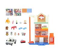 Bluey Hammerbarn - Mega juego de centro comercial, 4 niveles, 22 pulgadas de alto con elevación de trabajo y retorno de carro, luces y más de 45 sonidos. 3 figuras. 15 accesorios y vehículo Tradie Ute
