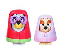 Bluey Juego de 2 Figuras de acción articuladas de 2.5 Pulgadas, Incluye 2 Mantas extraíbles y Gafas, Juguete Coleccionable Oficial