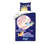 Bluey - Juego de cama infantil 100% algodón, funda nórdica de 140 x 200 cm + funda de almohada de 70 x 90 cm, reversible, suave y transpirable, con licencia oficial Bluey & Bingo