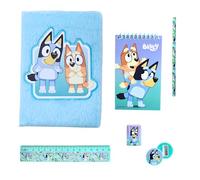 Bluey Juego de Papelería, Incluye Cuaderno Lapiz Regla Sacapuntas y Borrador, Regalo Set de Papeleria para Niños