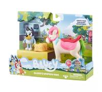 BLUEY Unipony Ride Play Set Articulated 2.5 Inch Action Figure with Unipony Figure, Saddle and Hay Bale Official Collectable Toy