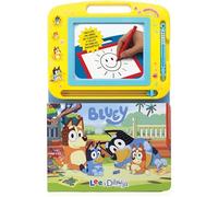 Bluey Lee y Dibuja - Recursos de aprendizaje para niños, una pizarra magnética, un lápiz fácil de usar, libro de cuentos de 22 páginas