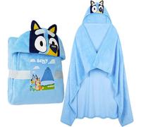 Bluey Manta con Capucha para Niños, Poncho Polar Infantil Suave y Calentito, Batamanta para Sofa o Cama, Regalos Niños