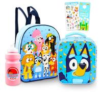 Bluey Mini mochila con juego de lonchera - Paquete con mini mochila de 11 pulgadas, bolsa de almuerzo, calcomanías, botella de agua, más | Mochila escolar Bluey y lonchera para niños pequeños, Varios