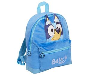 Bluey Mochila para niños, escuela, guardería, niños, niñas, mochila de peluche 3D, almohada de viaje, almuerzo, estuche de libros, azul, talla única